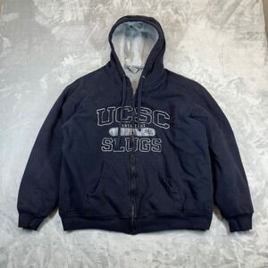 MV Sport Hoodie Mens XL Navy UCSC Slugs Santa Cruz Sherpa Lined Full Zip Heavy